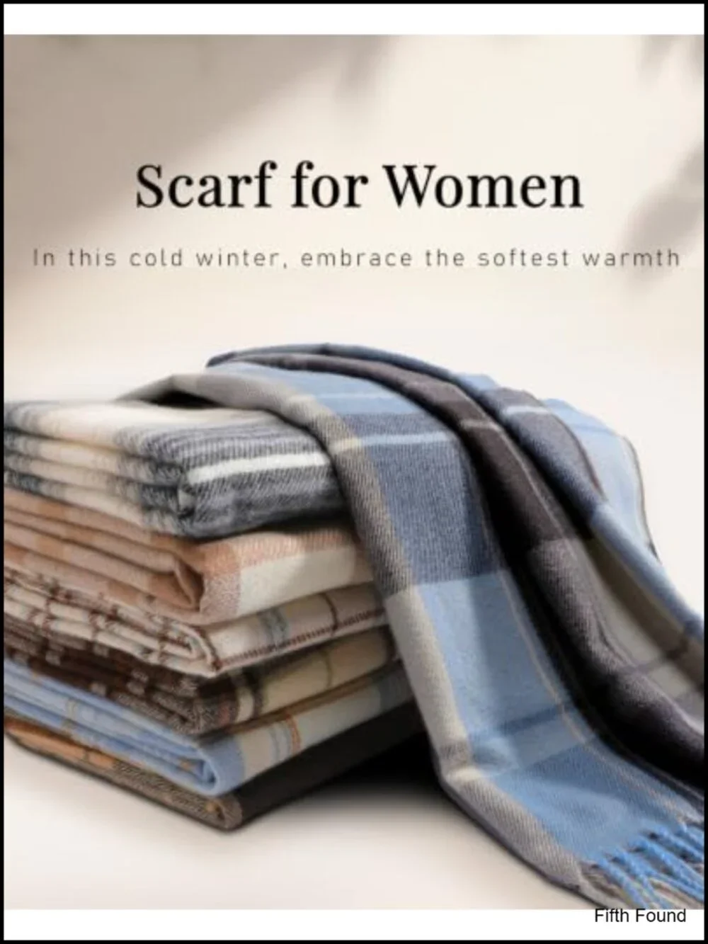 Oversized Plaid Cashmere Feel Winter Scarf with Tassels